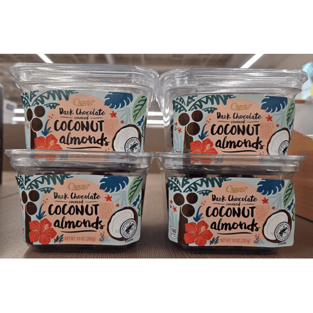 Choceur Dark Chocolate Covered Coconut Almonds 10oz 283g (4 Tubs)