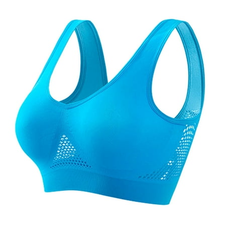 GXIPO Breathable Cool Liftup Air Bra 2024 Seamless Wireless Plus Size Lingerie Women  Large Size Sports Bras Underwear #127Blue L