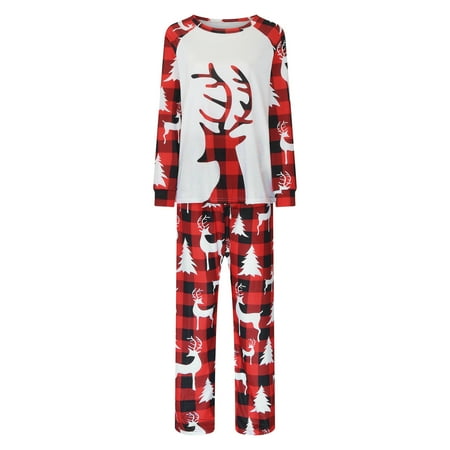 

SBYOJLPB Parent Child Outfit Matching Family Christmas Pajamas Set Christmas Pjs for Family Set Red Plaid Top and Long Pants Sleepwear Sets Clearance