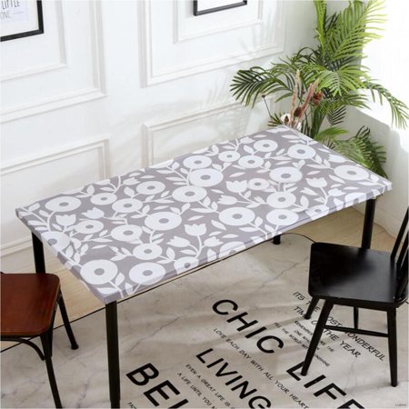 

Elastic Edged Polyester Table Cloth Wrinkle Free Dinner Tablecloth Dustproof