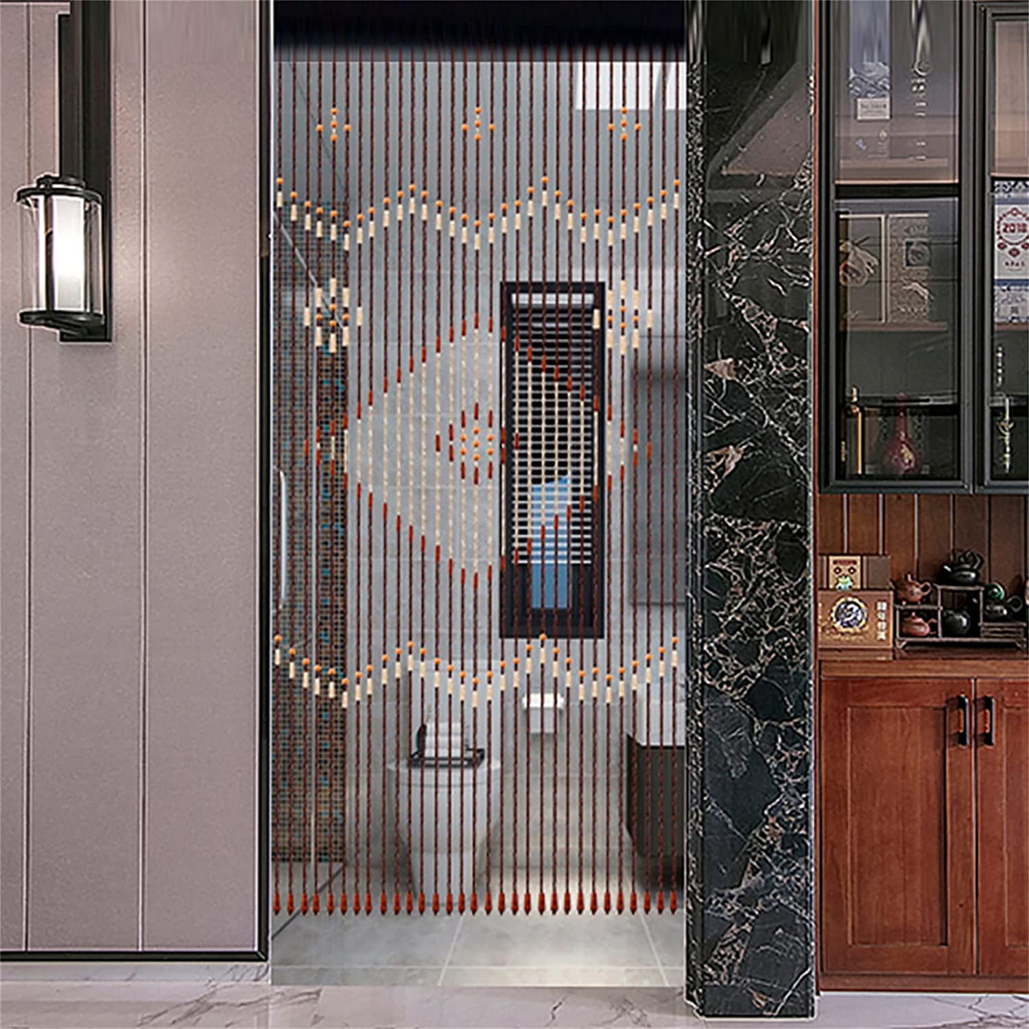 90x208cm 31 Line Retro Wooden Bead Curtain Blinds Door Curtain for Porch Bedroom Living Room Bathroom Curtain Front Door Decor Curtains Home Decor