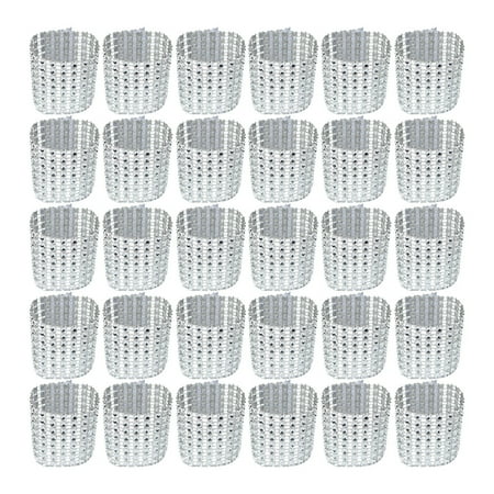 

FRCOLOR 30PCS Elegant Napkin Ring with 8 Row Rhinestone Pretty Napkin Holder Napkin Buckle Decoration for Wedding Party (Silver)