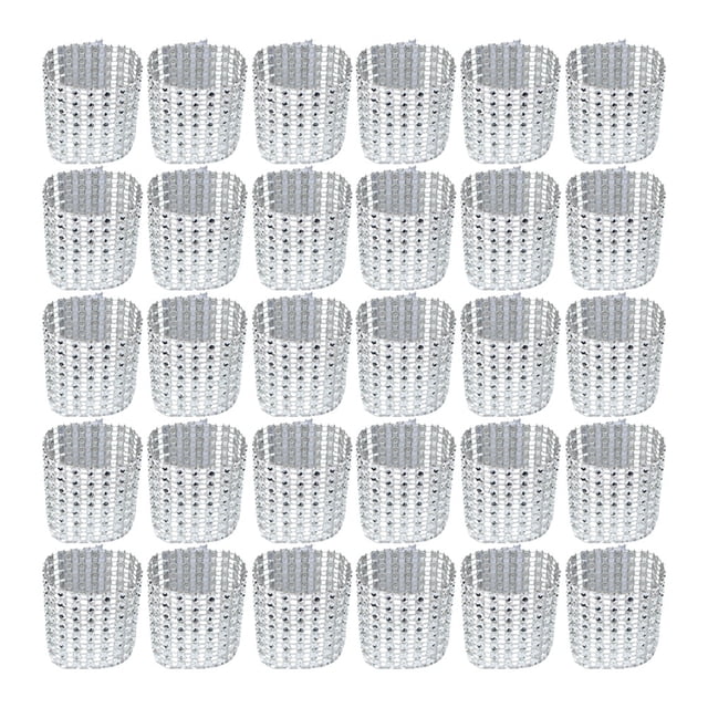 KAKOWELY 80 servilletas de cristal con 8 filas de diamantes de imitación para bodas, decorativas y elegantes, para fiestas, festivales y celebraciones (plateadas).