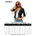 thumbnail image 7 of Women's Long Sleeve V-Neck Button Down Cardigan Knit Shrugs Sweater, 7 of 7