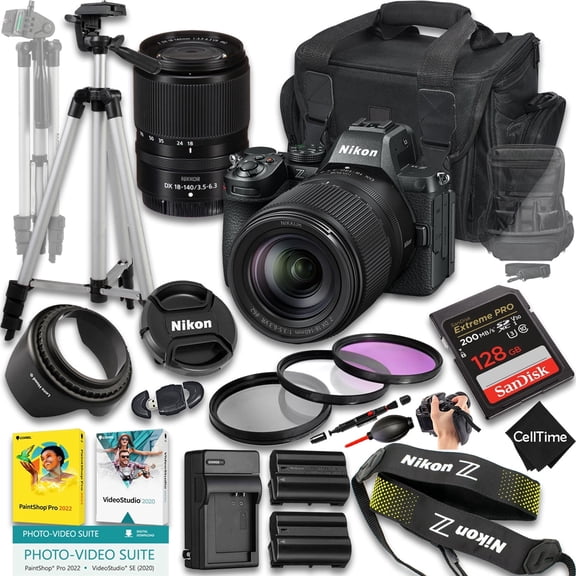 Nikon Z5 II Mirrorless Camera with Z DX 18-140mm f/3.5-6.3 VR Lens   128 GB Memory   Extra Battery   Camera Case   Tripod   More (21pc Bundle) (International Version)
