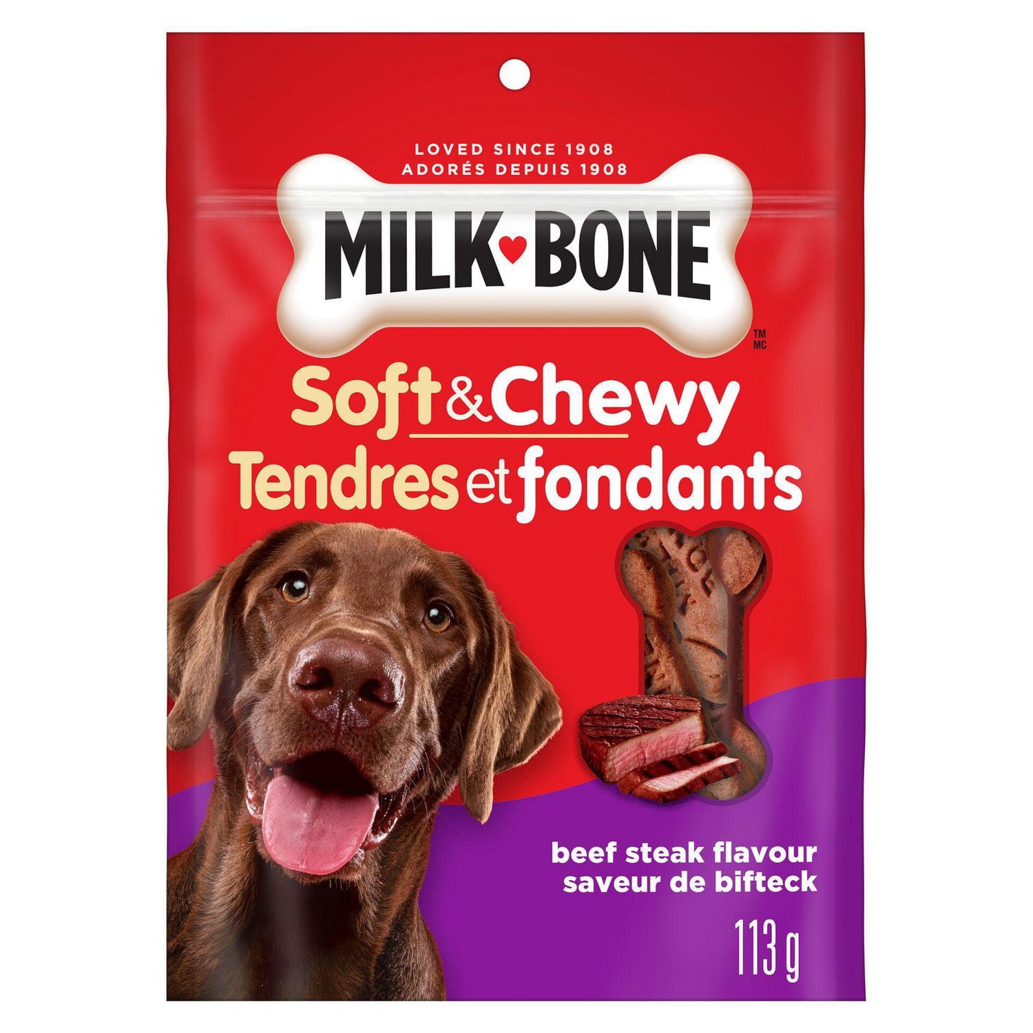 Milk-Bone Soft Chewy Beef Steak Flavour Dog Treats 708g, 113g