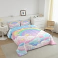 thumbnail image 3 of Erosebridal Ensemble de Literie Étoiles Arc-en-Ciel Simple, Couette Princesse Rêveuse, Ensemble de Literie Dégradé Dessin Animé Simple avec Couette, Léger Décoratif Mignon pour Chambre, Réversible, 2 Pcs, 3 of 8