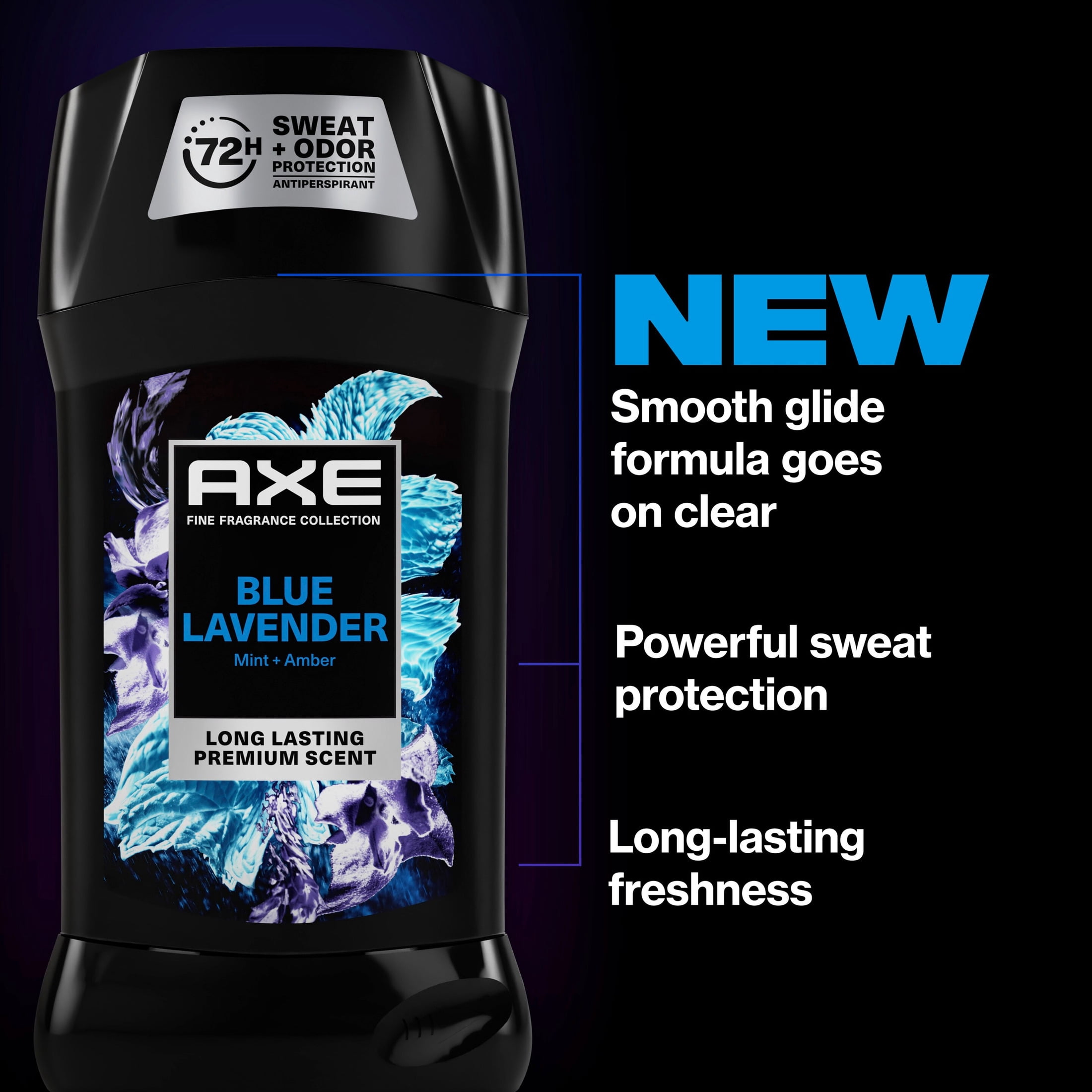 AXE Fine Fragrance Collection Antiperspirant Deodorant for Men Blue Lavender 72 Hour Sweat & Odor Protection, 2.6 oz