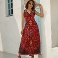 thumbnail image 5 of Red Persian Dress Summer Street Style Bohemia Long Dresses Female Sleeveless Printed Maxi Dress, 5 of 9