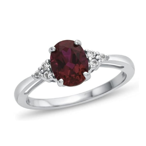 8X6 MM Oval Shape Ruby 925 Sterling Silver Solitaire with Accents Women Valentines Day Gifts Ring
