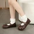 thumbnail image 3 of Owordtank Mary Jane Flat Shoes for Women Dressy Bowknot Square Toe Ballet Shoes with Strap, 3 of 5