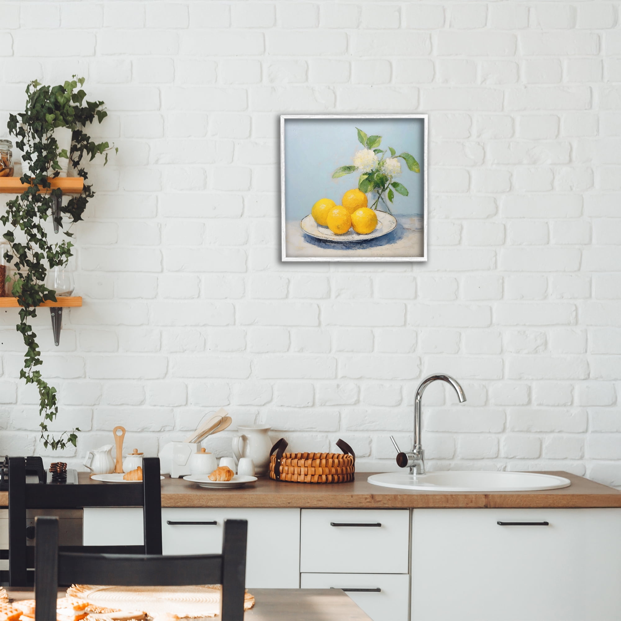 Stupell Industries Vase of Flowers and Lemons White Framed Giclee Art, design by Creative Studio