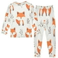 thumbnail image 2 of RMDQTR Cotton Pajama Set - 95% Cotton Soft Breathable Elastic Waist Round Neck Sleepwear for 18M-8Y Cute Fox Pattern, 2 of 7