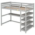 thumbnail image 3 of Bellemave Twin Size Loft Bed with Desk and Shelves, Wood  Loft Bed Frame with 4 Tier Storage Rack (Gray), 3 of 10