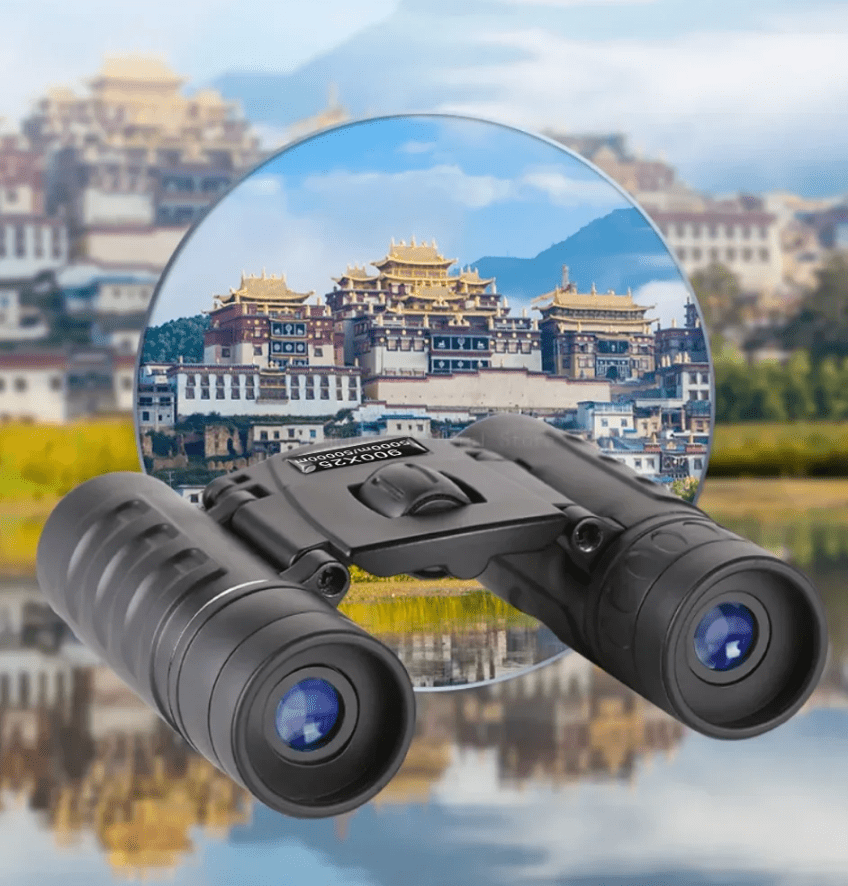 900x25 HD Powerful Binoculars 9000M Long Range Folding Mini Telescope BAK4 FMC Optics For Hunting Sports Outdoor Camping Travel