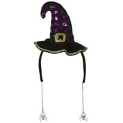 Jacobson Hat Company Mini Witch Hat Headpiece & Dangling Spiders Adult Halloween Costume Accessory