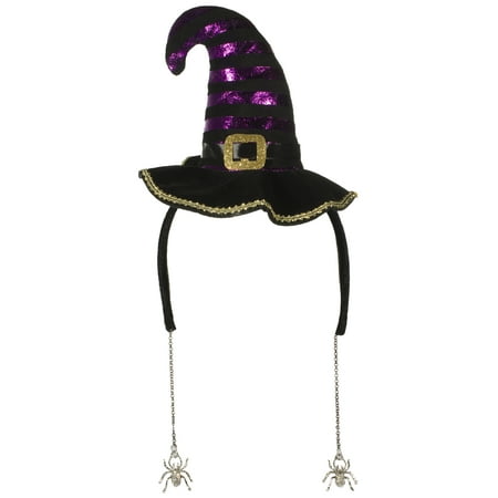 Mini Witch Hat Headband Dangling Spiders Earrings Womens Costume Accessory Set