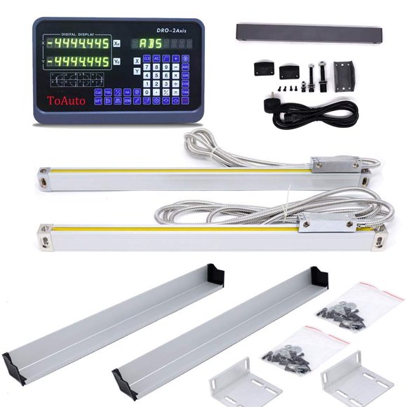 DRO 2 Axis Digital Readout Display with 2pc Glass Linear Scale 5 Micron Accuracy for CNC Mill Lathe Machine (350+400)