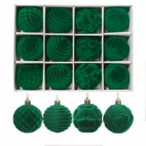 12-Pack Flocked Christmas Ornaments - 6cm Velvet Tree Decorations with Hangers - Rustic Brown Holiday Balls for Xmas/Wreath/Fireplace Decor