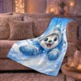 thumbnail image 6 of Winter Seal Blue Sweater Snowy Forest, Festive Holiday Scene, Warm Flannel Blanket for Cabin and Lodge with Detailed Artwork, Art Lovers Housewarming Gift, Playful Home Decor, 6 of 9