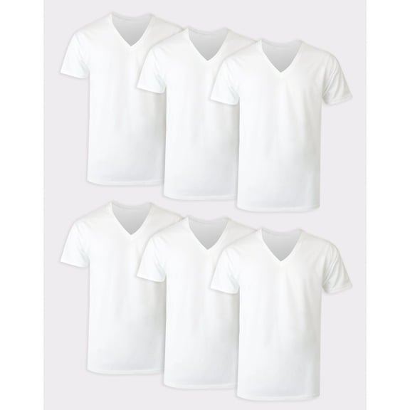 Hanes Ultimate Men’s V-Neck Undershirt Pack, ComfortSoft, White 6-Pack S