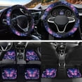 thumbnail image 5 of HUIACONG Purple Butterfly Daisy Car Floor Mats with Steering Wheel Cover and Car Seat Covers All Weather Driver Seat, Passenger Seat and Rear Floor Mats Easy Installation for Additional Protection, 5 of 8