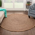 thumbnail image 2 of Jute Round Natural Braided Reversible Area Rug , Eco Friendly Rustic Farmhouse Boho Carpet for Living Room, Bedroom, Kitchen, Dining, Purple, 3 FT, 2 of 5