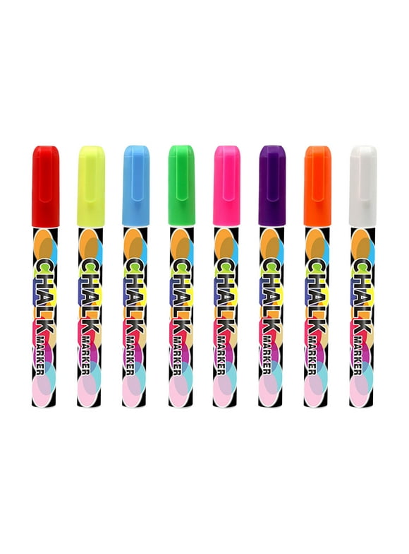 Taqqpue Art & Crafts Chalk Makers - Pack of Liquid Chalk Paint Pens with with 3mm Tips,Graffiti Dust-free Scrubbing Marker Highlighter pens for Window, Car, Glass & School Use