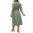 thumbnail image 4 of LWavelet Women's Plus Size Leopard Print Midi Dress Short Sleeve V-Neck Twist Front Casual Dress Army Green 2XL, 4 of 4