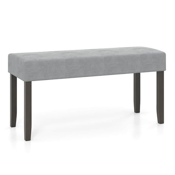 Costway 1 PCS Upholstered Entryway Bench with Padded Seat Solid Rubber Wood Legs for Living Room