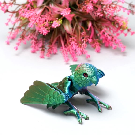 3D Printed parrot,Flexible Joint Animal lacertid Figurines,Realistic Eyes, Home Office Decor,Fidget Toy for Adults Teens Boy Festival Gifts