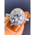 thumbnail image 2 of 1Pc 3ct oval Moissanite Engagement Ring Handmade Sterling Silver Rings With Gift Box For Her With Anniversary Gift Idea Valentines Gift For Wife Fine Jewelry Gift (Randomly send box colors), 2 of 5