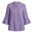 thumbnail image 4 of Wensltd Women V Neck Blouses Long Sleeve Open Front Cardigan Cotton Linen Solid Color Casual Soft Blouses, 4 of 7