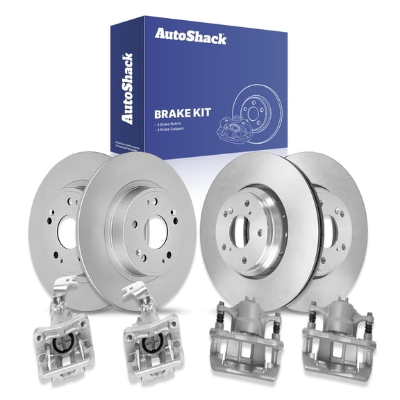 AutoShack Front Vented & Rear Solid Brake Rotors   Calipers 8-PC Brake Kit Replacement for 2016-2017 Honda Accord