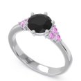 thumbnail image 2 of 2.15 Carat Elegant Round Cut Black Onyx & Pink Sapphire Gemstone Bridal Ring for Women Solid 18K White Gold Size 11.5 by Diamond-Capitals, 2 of 7