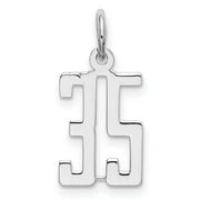 VSIRIUS Sterling Silver/Rhodium-plated Elongated Number 35 Charm QQES35