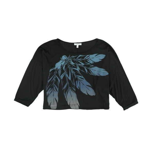 dELiA*s Womens Cropped Graphic T-Shirt, Black, Large