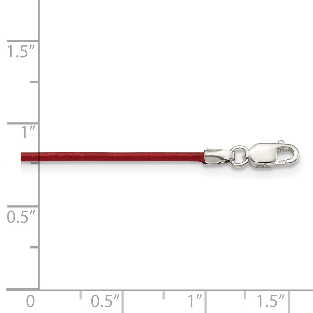 925 Sterling Silver Cord & Leather Chain Necklace 16 inch 1.5 mm Poppy