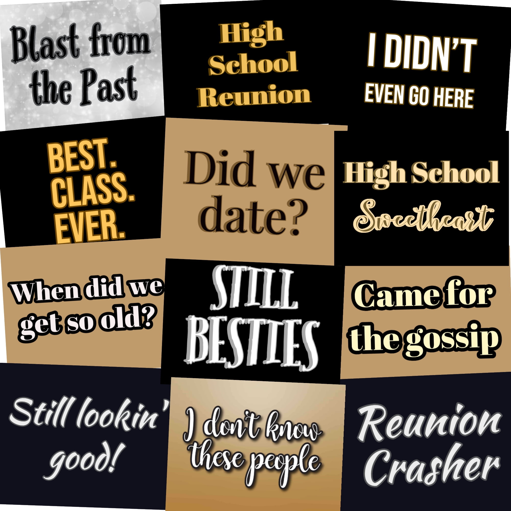 High School Class Reunion Photo Booth Props Party Signs - Set of 12 ...