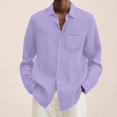 thumbnail image 2 of Entyinea Mens Casual Dress Shirt Long Sleeve Regular Fit Dress Shirt Casual Comfy Button Up Shirt Purple 4XL, 2 of 5
