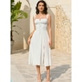 thumbnail image 2 of Women's 2025 Summer Midi Corset Dress Wedding Guest Dresses A Line Flowy Slit Going Out Sundress for Tea Party, 2 of 7