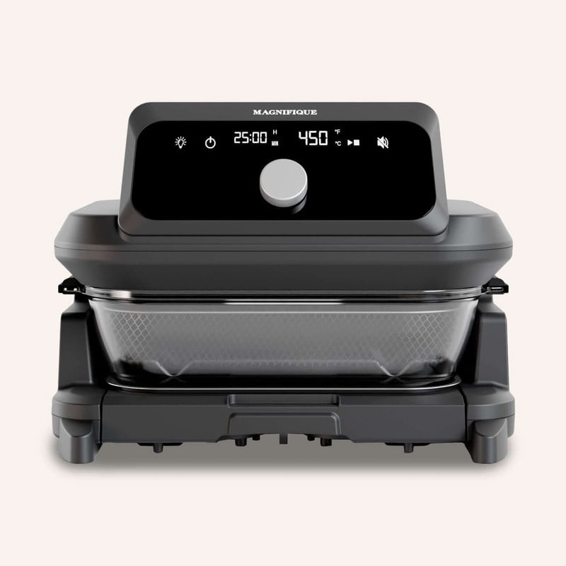 MAGNIFIQUE 6 Quart Large Capacity Casserole Air Fryer, Glass Air Fryer Oven Non Toxic with 12-in-1 Digital Touchscreen