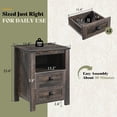 thumbnail image 2 of Papajet 17.7"W Farmhouse Nightstand Set of 2, Wooden Side Table with Drawers & Open Shelf, Narrow Bedside End Table for Bedroom, Rustic Black Oak, 2 of 9