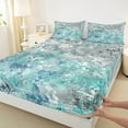 thumbnail image 6 of jejeloiu Minimalism Graffiti Bed Sheets,Geometric Oil Painting King Sheets,Blue Gray Ombre Sheet Set For Girl Boys,Luxury Bedroom Decor,4pcs, 6 of 7