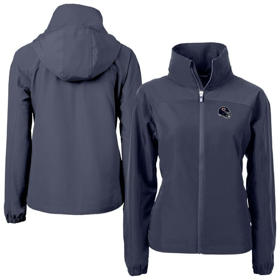Women's Cutter & Buck Navy Chicago Bears Helmet Charter Eco Recycled Full-Zip Jacket