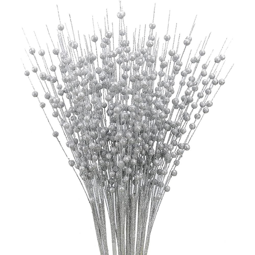 10 Pack Red Glitter Berry Picks – Fake Christmas Stems For DIY Tree, Wreath & Fireplace Decor