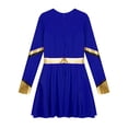thumbnail image 4 of TiaoBug Girls Kids Diamond Long Sleeve Dance Dresses Cheer Leader Cheerleading Team Uniform Dress Up Blue 8, 4 of 7