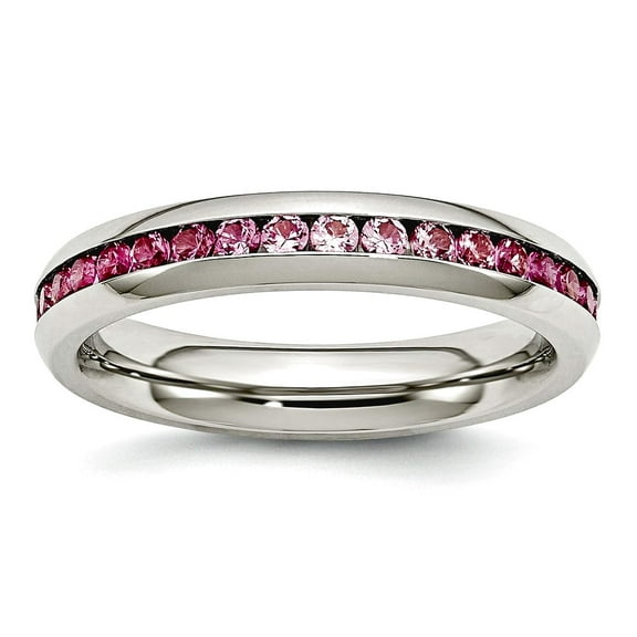 Stainless Steel Polished 4mm July Red Cubic Zirconia Ring Size 6 Ring for Women