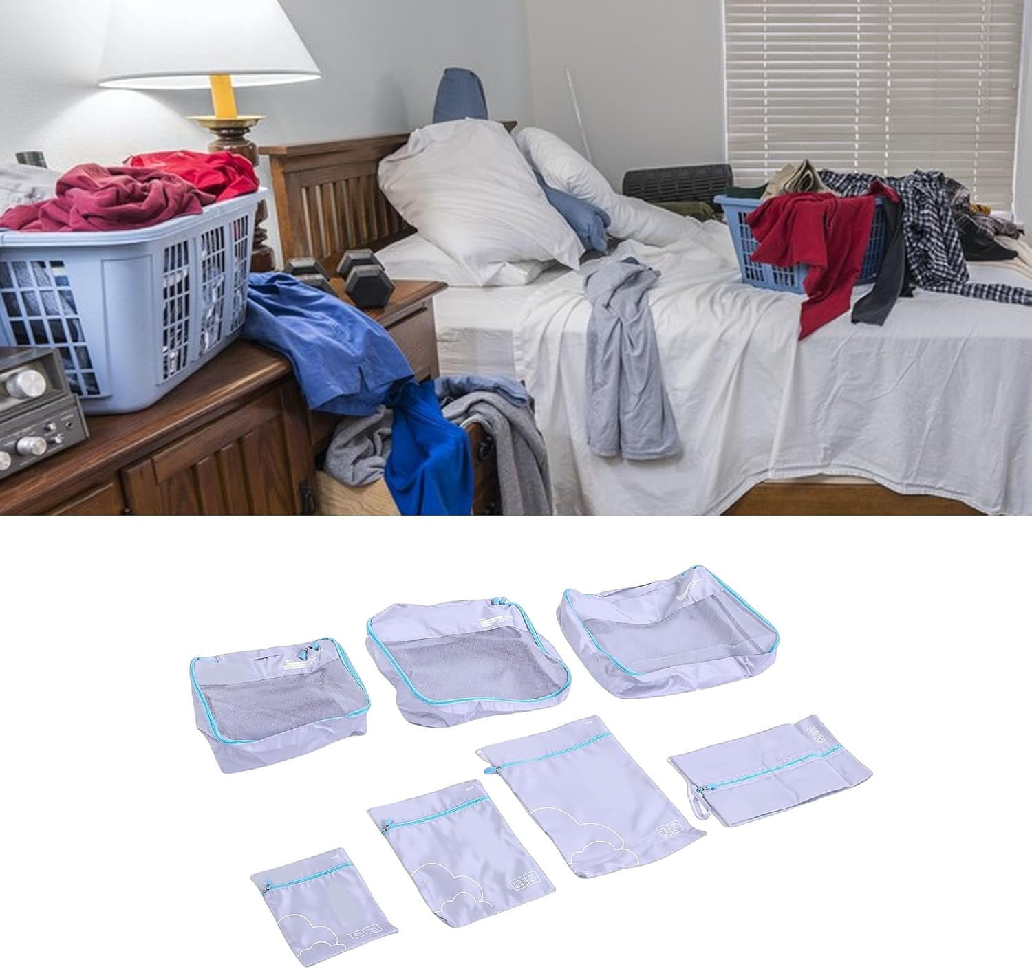 Packing Cubes For Travel, 7 Pack Anti Tear Space Saving Luggage Organizer Bags, For Suitcases
