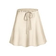 thumbnail image 5 of SLADYGLO Women Tie Waist A-Line Ruffle Trim Satin Mini Skirt, 5 of 5